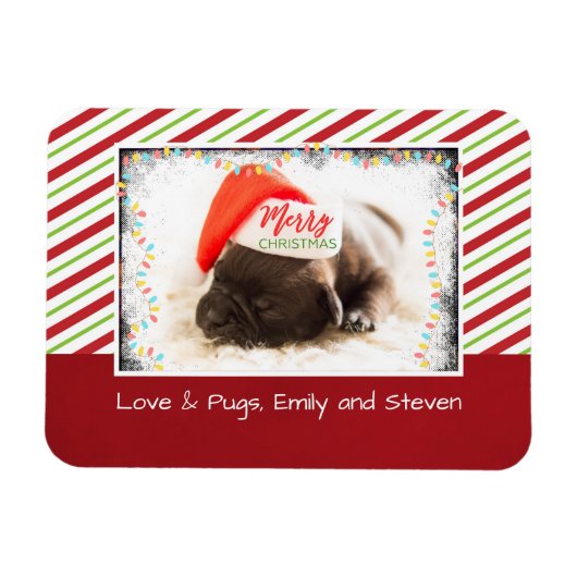 クリスマスライト付きサンタハットのクリスマスプグ マグネット (横)