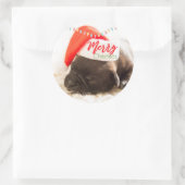 クリスマスライト付きサンタハットのクリスマスプグ ラウンドシール (バッグ)