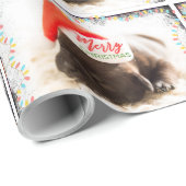 クリスマスライト付きサンタハットのクリスマスプグ ラッピングペーパー (ロールコーナー)