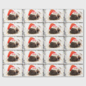 クリスマスライト付きサンタハットのクリスマスプグ ラッピングペーパー (フラット)