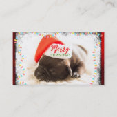 クリスマスライト付きサンタハットのクリスマスプグ 名刺 (正面)