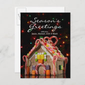 クリスマスライト付きジンジャーブレッドの家 シーズンポストカード (正面/裏面)