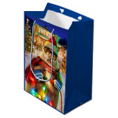 クリスマスライト付きプレーリー犬 ミディアムペーパーバッグ (正面アングル)