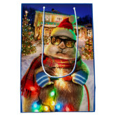 クリスマスライト付きプレーリー犬 ミディアムペーパーバッグ (裏面)