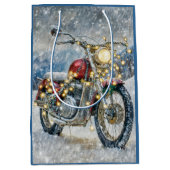 クリスマスライト付きレッドバイク ミディアムペーパーバッグ (正面)