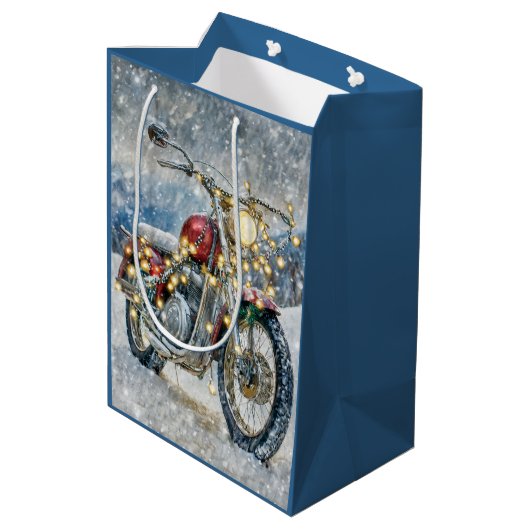 クリスマスライト付きレッドバイク ミディアムペーパーバッグ (裏面アングル)