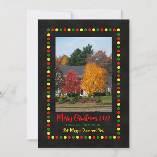 クリスマスライト付き新しい住所の写真 招待状 (正面)