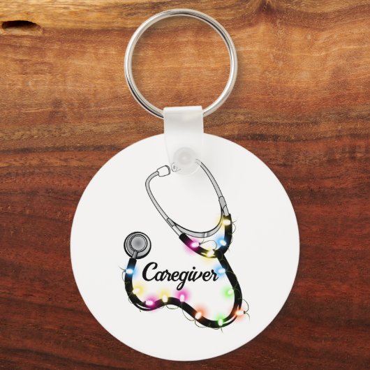 クリスマスライト付き聴診器メリークリスマスナース キーホルダー (正面)