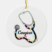 クリスマスライト付き聴診器メリークリスマスナース セラミックオーナメント (正面)