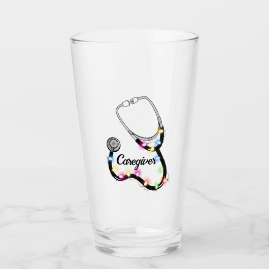 クリスマスライト付き聴診器メリークリスマスナース タンブラーグラス (正面)