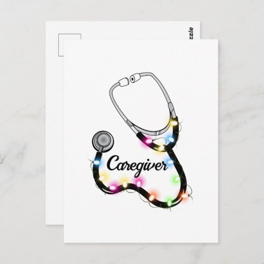 クリスマスライト付き聴診器メリークリスマスナース ポストカード (正面/裏面)