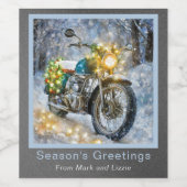 クリスマスライト付き自動二輪車 ワインラベル (シングルラベル)