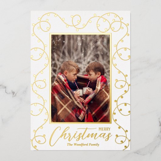 クリスマスライト写真 箔シーズンカード (正面)