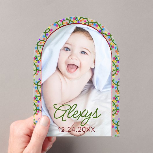 クリスマスライト冬の写真誕生のお知らせ アクリル招待状 (インサイチュ (ポータブル))