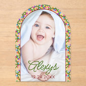 クリスマスライト冬の写真誕生のお知らせ アクリル招待状 (正面)