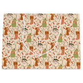 クリスマスライト動物のパターン黄色 ラージペーパーバッグ (正面)