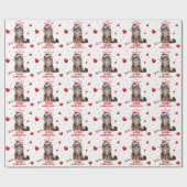 クリスマスライト包まれたにメインのクーンキャット ラッピングペーパー (フラット)