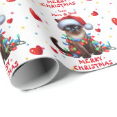 クリスマスライト包まれたを彩るシャム猫 ラッピングペーパー (ロールコーナー)