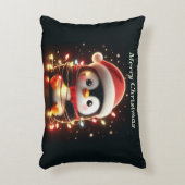 クリスマスライト包まれたを彩る可愛いペンギン アクセントクッション (正面(垂直))