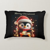 クリスマスライト包まれたを彩る可愛いペンギン アクセントクッション (裏面)