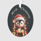 クリスマスライト包まれたを彩る可愛いペンギン オーナメント (正面)