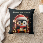 クリスマスライト包まれたを彩る可愛いペンギン クッション (ブランケット)