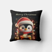 クリスマスライト包まれたを彩る可愛いペンギン クッション (裏面)
