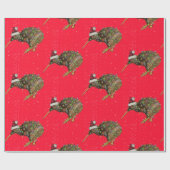 クリスマスライト包まれたニュージーランドのキウイ鳥 ラッピングペーパー (フラット)