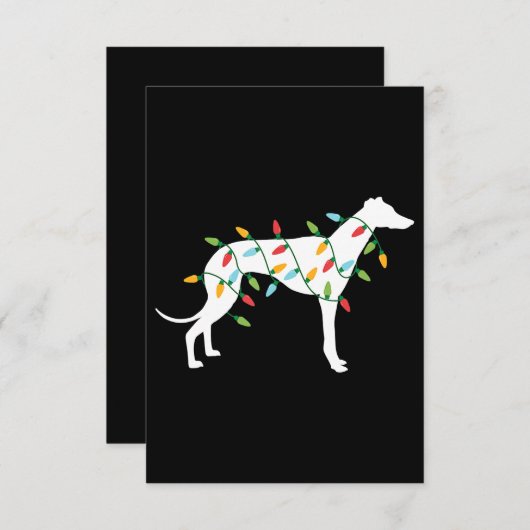クリスマスライト可愛いギフト犬の愛にグレイハウンド サンキューカード (正面/裏面)