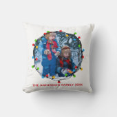 クリスマスライト家族の写真かわいいカスタム記念品 クッション (正面)