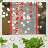クリスマスライト抽象芸術 キッチンタオル (折り畳み)