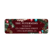 クリスマスライト松の枝は雪の赤フェスティバル ラベル (正面)