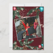 クリスマスライト松の枝は雪の赤4枚の写真 シーズンカード (裏面)