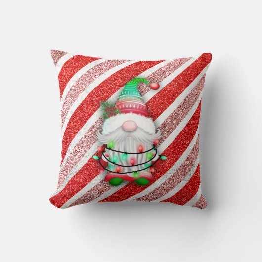 クリスマスライト格言オンキャンディーケーングリッター クッション (正面)