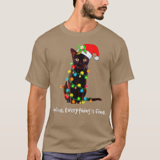 クリスマスライト私は罰金すべては罰金の猫 Tシャツ