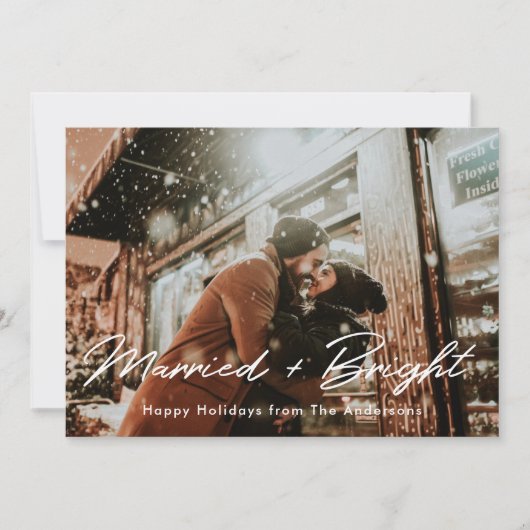 クリスマスライト結婚したと明るいフォトオーバーレイ シーズンカード (正面)