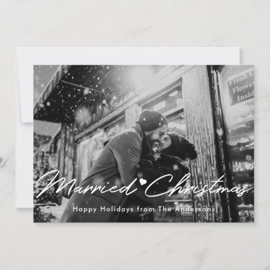 クリスマスライト結婚したクリスマスフォトオーバーレイ シーズンカード (正面)