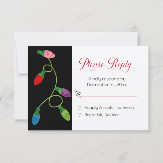 クリスマスライト結婚の返信カード (正面)