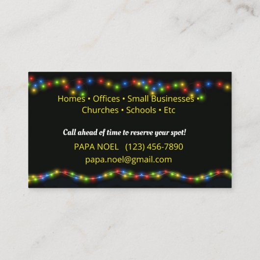 クリスマスライト設置名刺 名刺 (裏面)