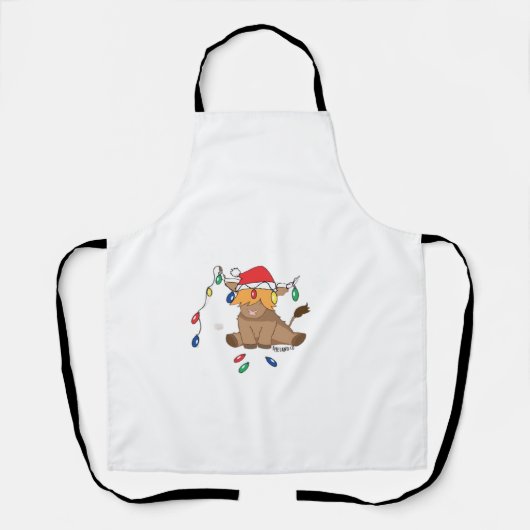 クリスマスライト高地の牛の醜いセーターのクリスマス エプロン (正面)