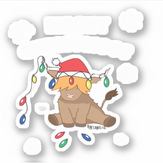 クリスマスライト高地の牛の醜いセーターのクリスマス シール (正面)