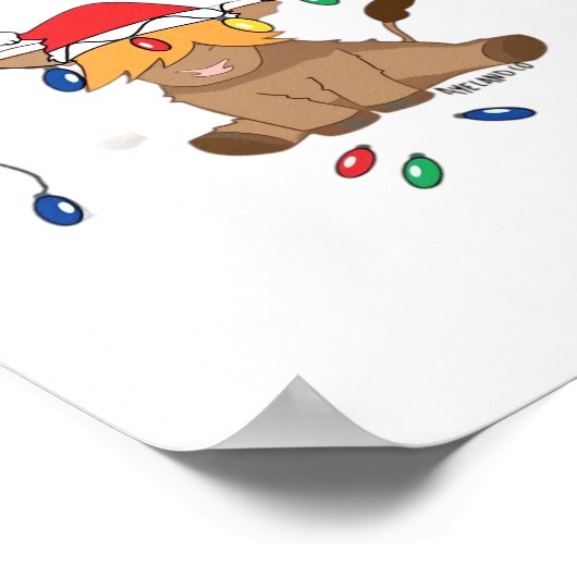 クリスマスライト高地の牛の醜いセーターのクリスマス ポスター (角)