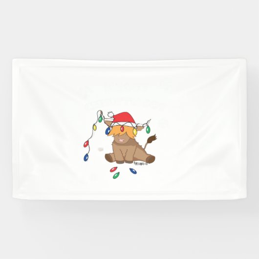 クリスマスライト高地の牛の醜いセーターのクリスマス 横断幕 (横)