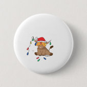クリスマスライト高地の牛の醜いセーターのクリスマス 缶バッジ (正面)