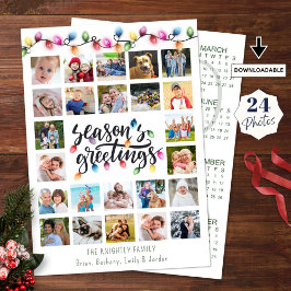 クリスマスライト24フォトコラージュ2026カレンダー シーズンカード