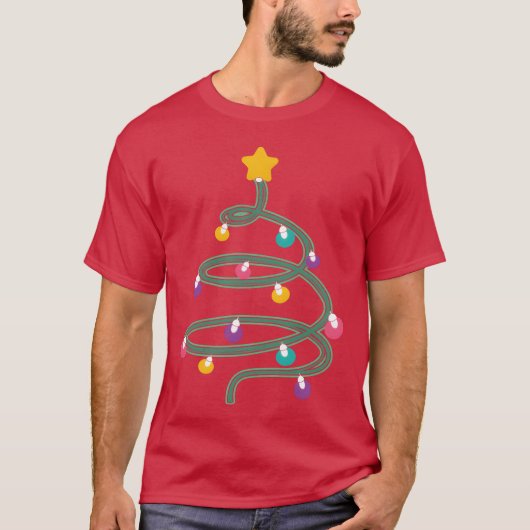 クリスマスライト クリスマスツリー 家族 Tシャツ (正面)