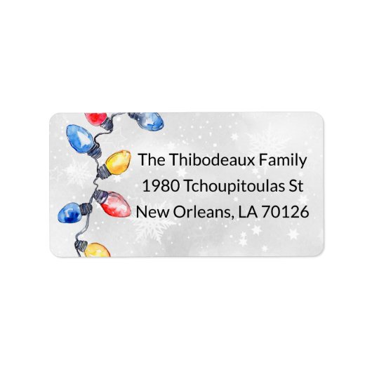 クリスマスライト、ストリングライト、送り先住所 ラベル (正面)