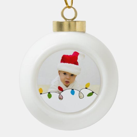クリスマスライト、ホリデーライツフォトオーナメント セラミックボールオーナメント (正面)