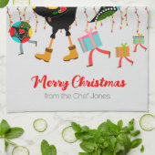 クリスマスライト、ボーブル、プレゼント、オンドリ キッチンタオル (折り畳み)