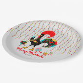 クリスマスライト、ボーブル、プレゼント、オンドリ ペーパープレート (アングル)